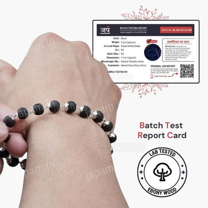 Silver Plated Karungali Beads Bracelet - For Men