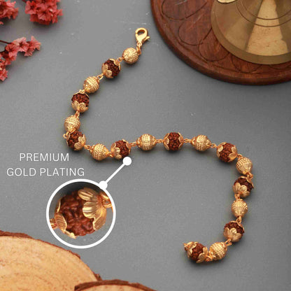 Gold Plated Serenity Beads Rudraksha Bracelet for Women